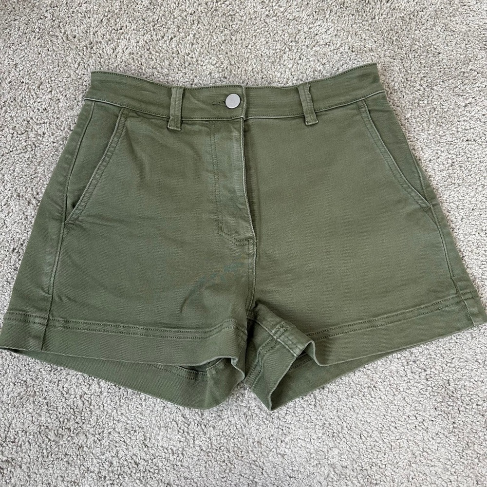 Everlane Olive High-Rise Cotton Shorts - Picture 3 of 9